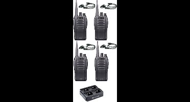 Set van 4 Midland G10 Pro UHF PMR446 Portofoon met multilader en D-shape oortje