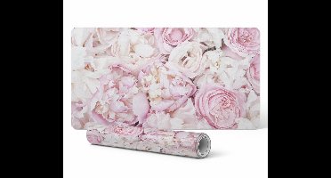 Antislip bureauonderlegger met pastelkleurige pioenrozen, 100x50 cm
