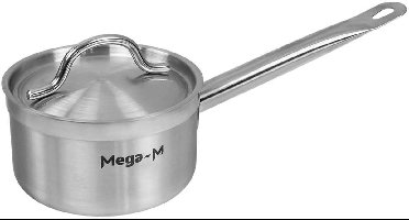 Mega-M PRO Gastronomische Steelpan met Deksel - 1,3 Liter - Ø 14 cm - RVS - Sandwichbodem - Geschikt voor alle Warmtebronnen (ook Inductie) - Professionele Kwaliteit