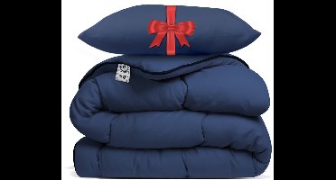 Avenue – Dekbed zonder overtrek 140x200 cm Blauw + Hoofdkussen 60x70 cm Blauw – Hoesloos – Anti-allergisch & wasbaar op 60°C – All Year comfort slaapbundel