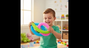 Eddy Toys Pop Tube Fidget - Set van 4 Stuks - Sensorisch Spel en Ontspanning - Voor Stressverlichting en Focus - Geschikt voor Kinderen en Volwassenen - D3x19,5cm - Blauw, Groen en Oranje