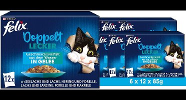 FELIX Dubbel lekker Smaakvariatie uit het water Natvoer voor katten (6 x 12 x 85g)