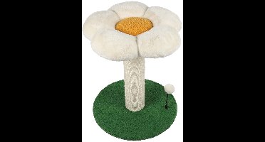 Coockoo Flower Power Krabpaal - Compacte Krabpaal met Bloem en Speeltje - Sisal, Pluche & Teddy - 49x49x56cm - Meerkleurig