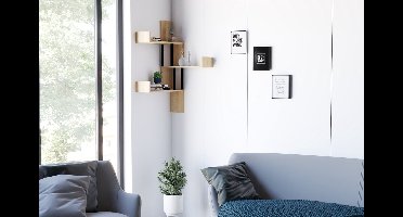 Skye Decor, Wandplank, Bombe - Sapphire Oak, Gemelamineerde spaanplaat, Saffier eiken, 105 x 20 x 60 cm