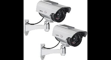HI Dummy camera - 2x - met solar - realistisch design - IP44 - inclusief bevestiging - 7,5 x 22 cm