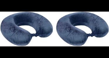 Dunlop Nekkussen – Set van 2 Stuks – Memory Foam – 34 x 29 cm – Blauw – Ergonomisch Reiskussen voor Auto, Vliegtuig & Trein