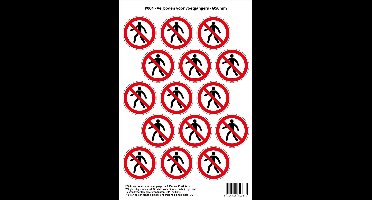 Pictogram sticker P004 - Verboden voor voetgangers - Ø 50mm - 15 stickers op 1 vel