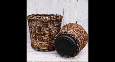 Plantenmand-Bloempot-Drypot-Abaca-D33xH30cm-Bananenblad