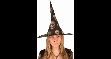 Heksenhoed Skulls - Zwart - schedel print - halloween