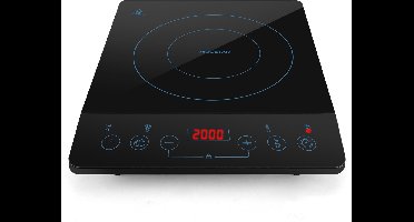 Aigostar Flame 30BWN - Inductie Kookplaat - 2000 Watt - Touch control - 1 kookzone - Timer - Zwart