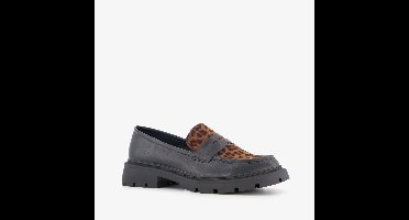 Nova dames loafers met panterprint details zwart - Maat 39