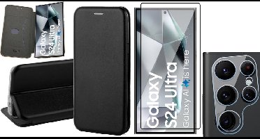 Hoesje geschikt voor Samsung Galaxy S24 Ultra - Screenprotector PET & Camera - Wallet Book Case Zwart