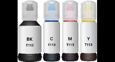 Inkt Geschikt voor Epson EcoTank 113 | Multipack van 4x Inktpatronen - Geschikt voor EcoTank Printer ET-5150, ET-5185, ET-5800, ET-5850, ET-5880, ET-16600, ET-16650