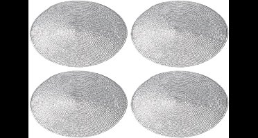 10x stuks ronde placemats zilver polypropeen 38 cm - Placemats/onderleggers - Tafeldecoratie