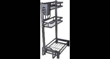 Pingyang Rongrong - Drie Lagen Keukenrek - Metaal - 60cm - Zwart
