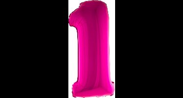 Cijferballon folie nummer 1 | Opblaascijfer 1 roze 102cm