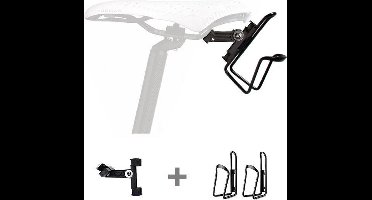 Dubbele bidonhouder met zadel bevestiging - UPDATED VERSIE  - Twee aluminium bidonhouders achter het zadel - triatlon hydratatie bottle cage / aqua rack - Zwart