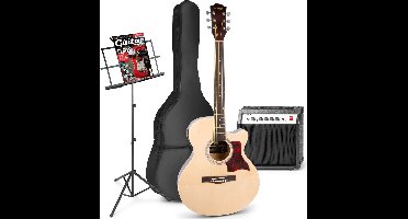Elektrisch akoestische gitaar - MAX ShowKit gitaarset 4/4 - Met 40W gitaar versterker, muziekstandaard, gitaar stemapparaat, gitaartas en plectrum - Hout