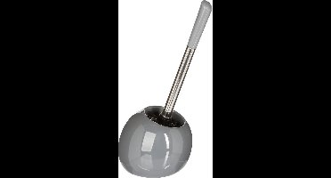5Five WC-/toiletborstel met houder rond - grijs glans - keramiek - 36 cm