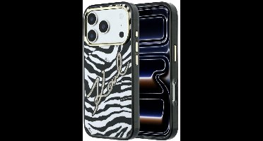 Karl Lagerfeld - HC MagSafe IML Signature Zebra Glitter Gold (KLHMP18X6HZSKPGD) - iPhone 18 Pro Max / iPhone 17 Pro Max - Black