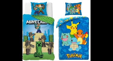 Minecraft en Pokemon slaapkamerset; dekbedovertrekken