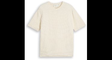 Tom Tailor Denim - Gebreide trui van katoen met relaxte pasvorm - Maat XL - Gardenia White