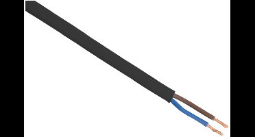 Huishoudsnoer Plat - Belastbaar tot 1200 Watt - Aderdikte 2 x 0,75 mm² - Totale Lengte van 5 Meter - Vervaardigd uit Kunststof - Kleur Zwart - Geschikt voor Diverse Huishoudelijke Apparaten
