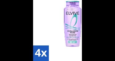 4 x L’Oréal Paris Elvive – Shampoo – Hyaluron Pure – Zuiverend – 250 ml - Zuiverende Shampoo - Hyaluronzuur Shampoo - Salicylzuur Shampoo - Vette Hoofdhuid Shampoo - Droge Punten Shampoo