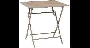 Opvouwbare tuintafel voor 2 personen van aluminium en glas met houtlook AZUA