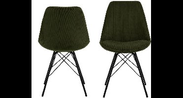 Eetkamerstoel Ribstof Olijfgroen - Draaggewicht 110kg - Set van 2