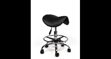 Ergonomische Zadelkruk Zwart op Wielen Laag (40-57cm) / zonder Voetsteun / Standaard wielen