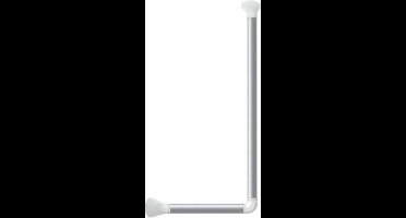 Wandbeugel zilverkleurig met afdekkappen in mat wit - 90 graden gehoekt 60 x 30 cm - SecuCare