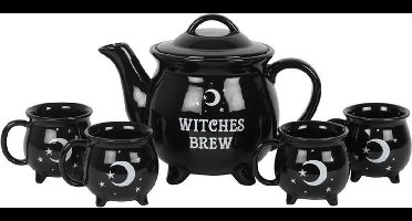 Betoverende Witches Brew Keramische Ketel Theeset - Unieke 5-Delige Halloween Theeset