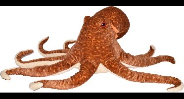 Wild Republic inktvis/Octopus pluche knuffeldier - bruin - 76 cm - extra groot - knuffels - Speelgoed voor kinderen