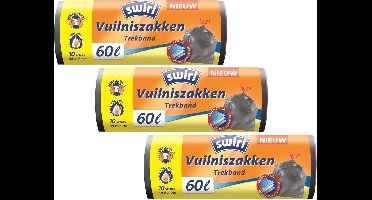Swirl vuilniszakken 60 liter met trekband- 3 rollen
