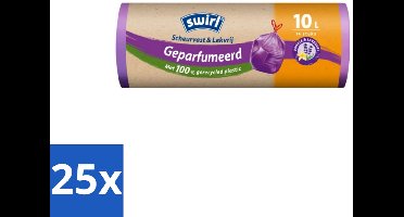 Swirl – Pedaalemmerzakken – Trekband Geparfumeerd Vanille & Lavendel – 10 L – 14 zakken - Bulkverpakking - 25 stuks