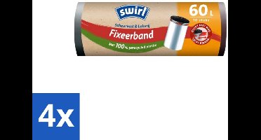 Swirl – Pedaalemmerzakken – 60 L – Fixeerband – 10 zakken - Voordeelverpakking - 4 stuks