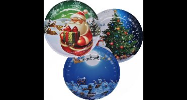 HI kerst kinderbordjes - 3x metalen borden - 26 cm - kerst print - kinderservies - stevig materiaal