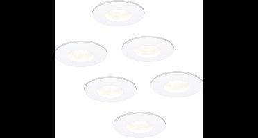 HOFTRONIC - Set van 6 Barcelona dimbare inbouwspot wit - inbouwdiepte 90mm - incl LED module 3.8 Watt - 6000K daglicht wit - IP44 geschikt voor badkamer