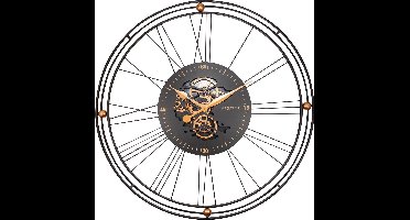 Roman Gear Clock XXL - 90.5cm - Zwart/Goud - Metaal - NeXtime