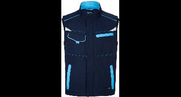 James and Nicholson Uniseks werkkleding Softshell Vest Level 2 (Marine / Turquoise)