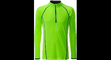 James and Nicholson Heren Sport Top met lange mouwen (Helder groen/zwart)