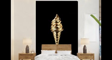 Behang - Fotobehang Ijs - Goud - Zwart - Eten - Breedte 145 cm x hoogte 220 cm