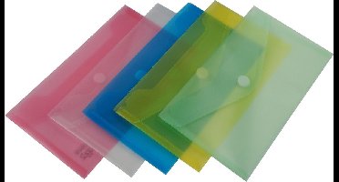 5 x pak EXXO-HFP #90500 - DL Documentenmap - Landschap model - Klitsluiting - Assorti kleuren - 50 stuks (5 pak @ 10 stuks)