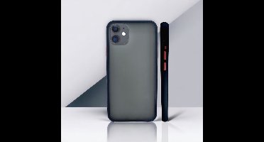 Hoesje Geschikt voor Apple iPhone 11 TPU back cover kleur grijs/zwart met roze knoppen + gratis screenprotector