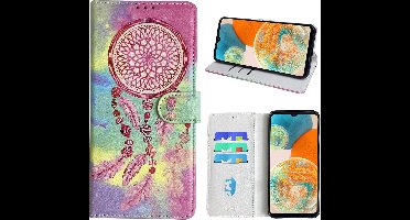Hoesje geschikt voor Samsung Galaxy A23 Bookcase met dromenvanger print Roze