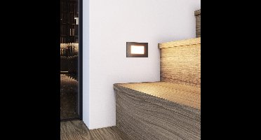 HOFTRONIC - Dillon Wand Inbouwspot Zwart - Trapverlichting - 3 Watt 340 Lumen - 3000K Warm wit licht - IP54 waterdicht - 107x66x25mm