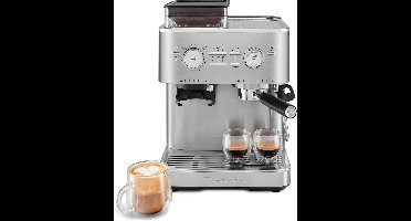 KitchenAid Halfautomatische Espressomachine - Ingebouwde koffiemolen, kantelbaar stoompijpje, 15 bar pomp en drukmeter - Roestvrij staal