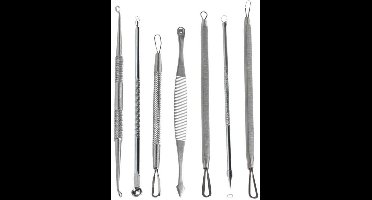 Scoby - Mee-eter Verwijder Set - Comedonenlepel en Drukker - Pimple Remover Tool - Geschikt voor Gezichtsverzorging - RVS Etui - Zwart