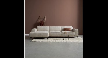 PEPP interiors RIVER hoekbank met chaise longue links - chenille Majestic 603 beige - 304x160x80 cm